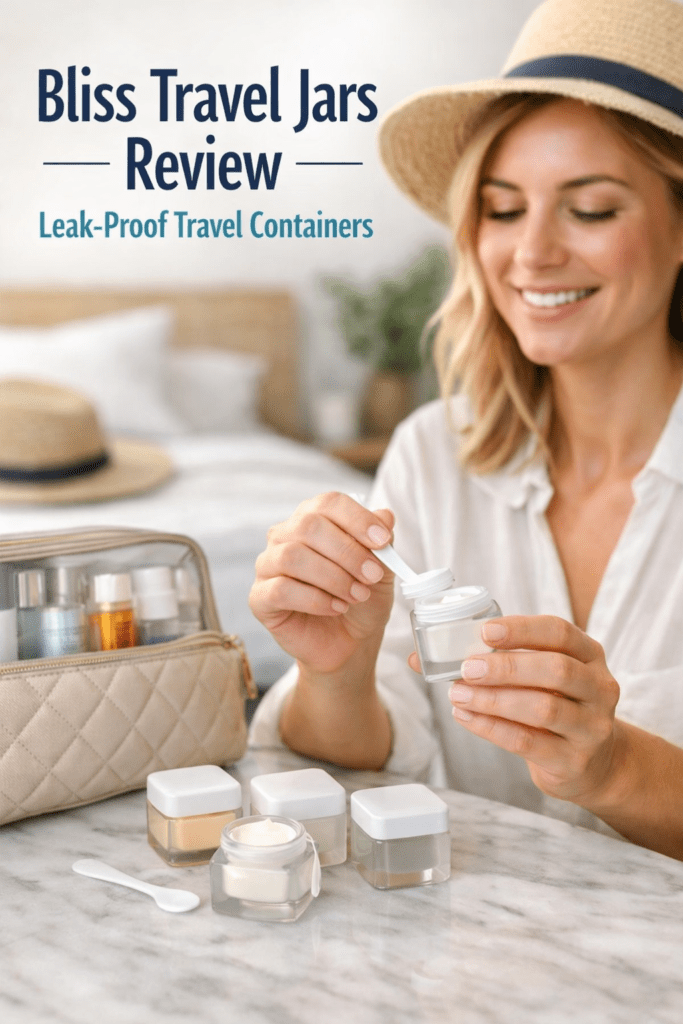 Bliss Travel Jar Review, women using a product from a jar