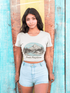 Retro-inspired mountain art meets effortless style in the “Peak Playtime” outdoor graphic tee.