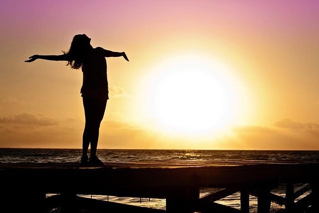 woman, nature, girl, freedom, happy, sun, silhouette, sunrise, beach, sunset, dusk, dawn, twilight
