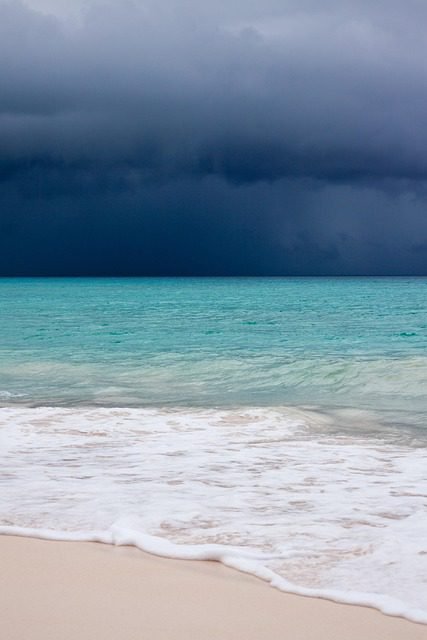 beach, caribbean, clouds, monsoon, ocean, sand, sea, nature, shore, waves, aesthetic wallpaper, phone wallpaper, iphone wallpaper