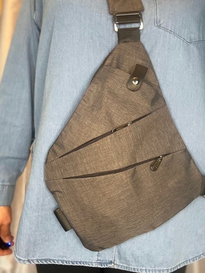 Best anti theft crossbody bag for travel in charcoal gray, featuring multiple hidden zippers and a slim, close-fitting ergonomic design for secure, hands-free carrying.