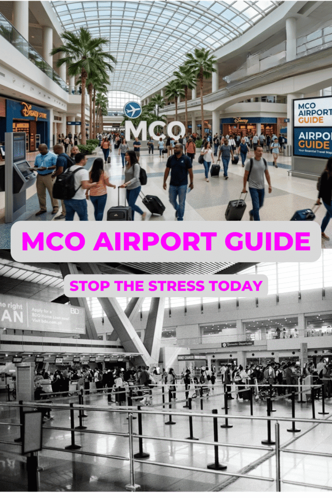 A collage of New Smyrna Beach highlights including the Flagler Avenue arch, a majestic sunrise over the Atlantic, the treehouse at Norwood's Restaurant, and Sanford International Airport check-in.